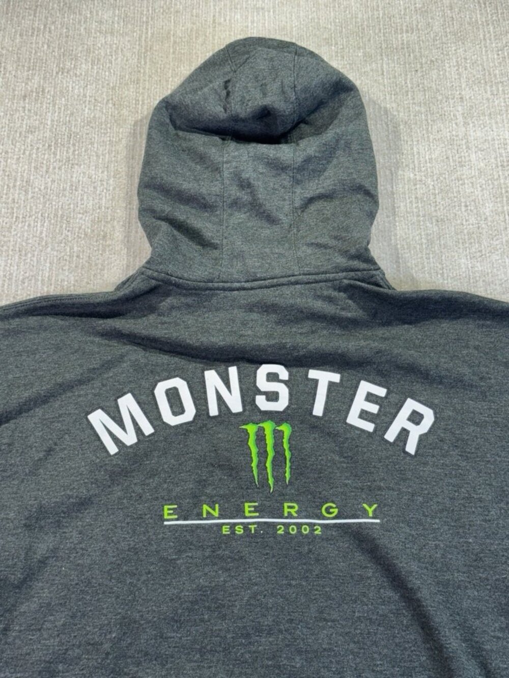 Monster Energy Drink Y2K Full Zip Hoodie Size Large Logo